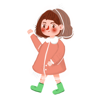 二十四节气雨水节气女孩,免抠元素