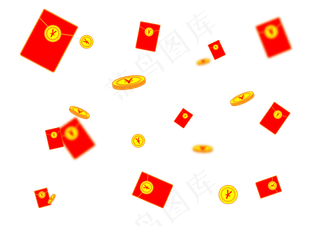 漂浮红包钱币红包雨,免抠元素
