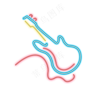 创意彩色光效霓虹灯音乐几何元素,免抠元素