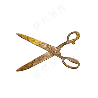 黄金装饰理发剪剪刀,免抠元素