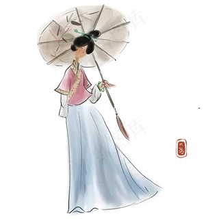 二十四节气大暑拿油纸伞的少女