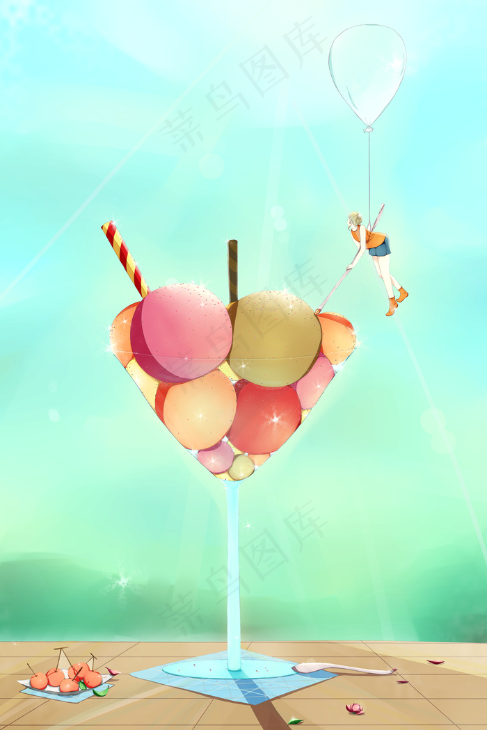 夏日里想吃冰淇淋的小人