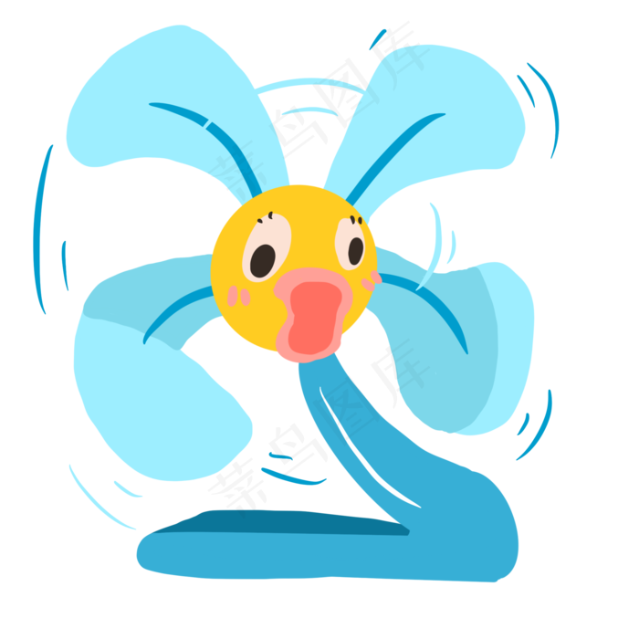 夏日小清新制冷转动电风扇PNG