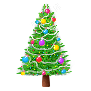 圣诞节圣诞树彩色圆球,免抠元素