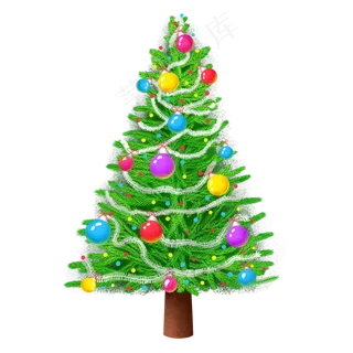 圣诞节圣诞树彩色圆球,免抠元素