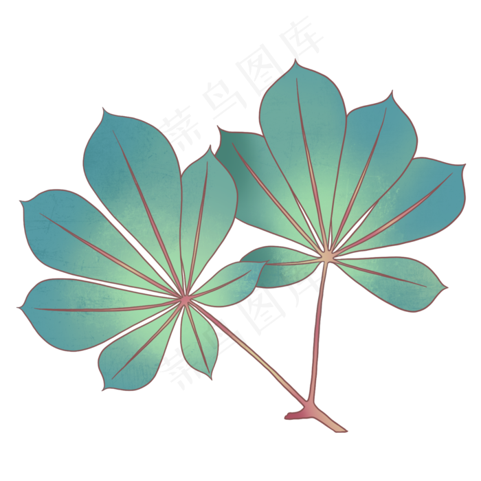 春季工笔画绿色植物,免抠元素