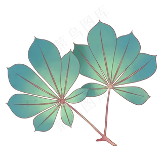 春季工笔画绿色植物,免抠元素