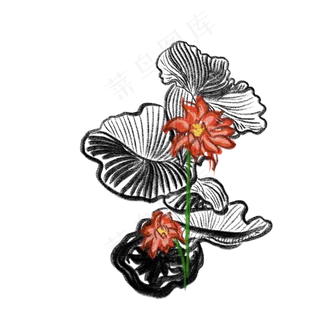 写意荷花免抠插图创意插图