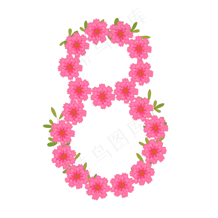 矢量手绘分的花朵花环