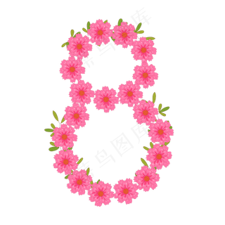 矢量手绘分的花朵花环