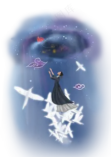 七夕情人节牛郎和织女相会,免抠元素