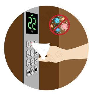 隔着纸巾按电梯按钮,免抠元素