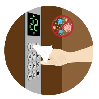 隔着纸巾按电梯按钮,免抠元素