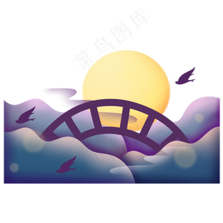 七夕节鹊桥,免抠元素