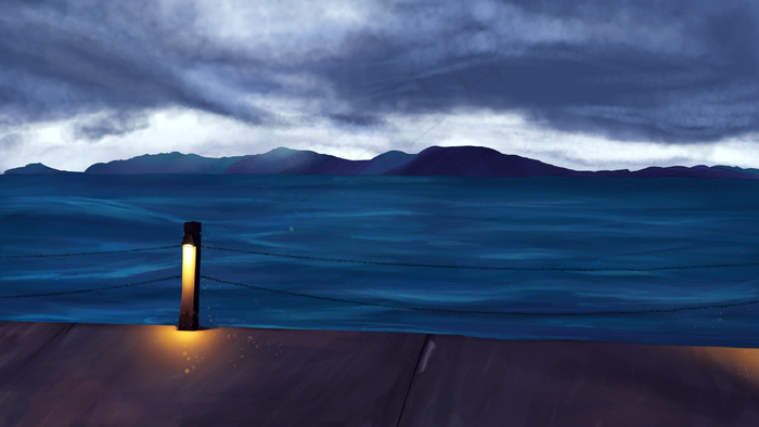 海边灯光阴天暴雨暖光(2880*1620px 300 dpi )