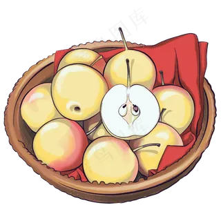 一篮美味新鲜的水果梨子