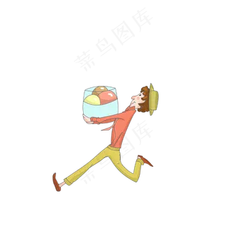 夏天草帽水果男孩