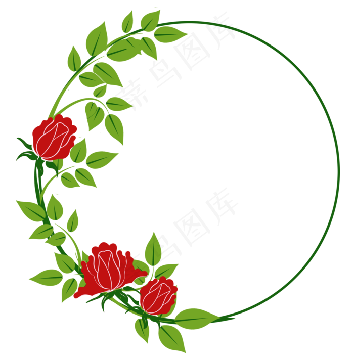 浪漫玫瑰植物花环(2000X2023(DPI:300))psd模版下载