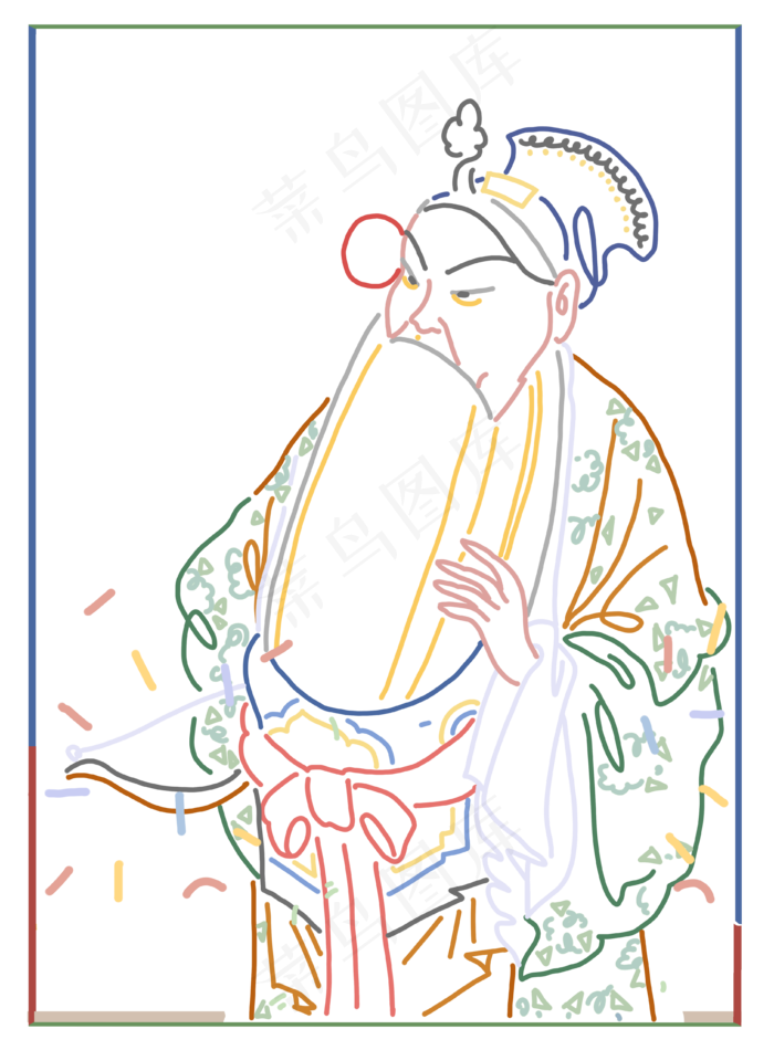中国风浪漫彩色线条老生戏曲京剧