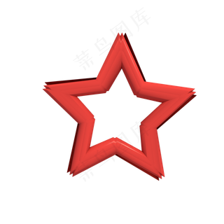 C4D立体红色五角星,免抠元素