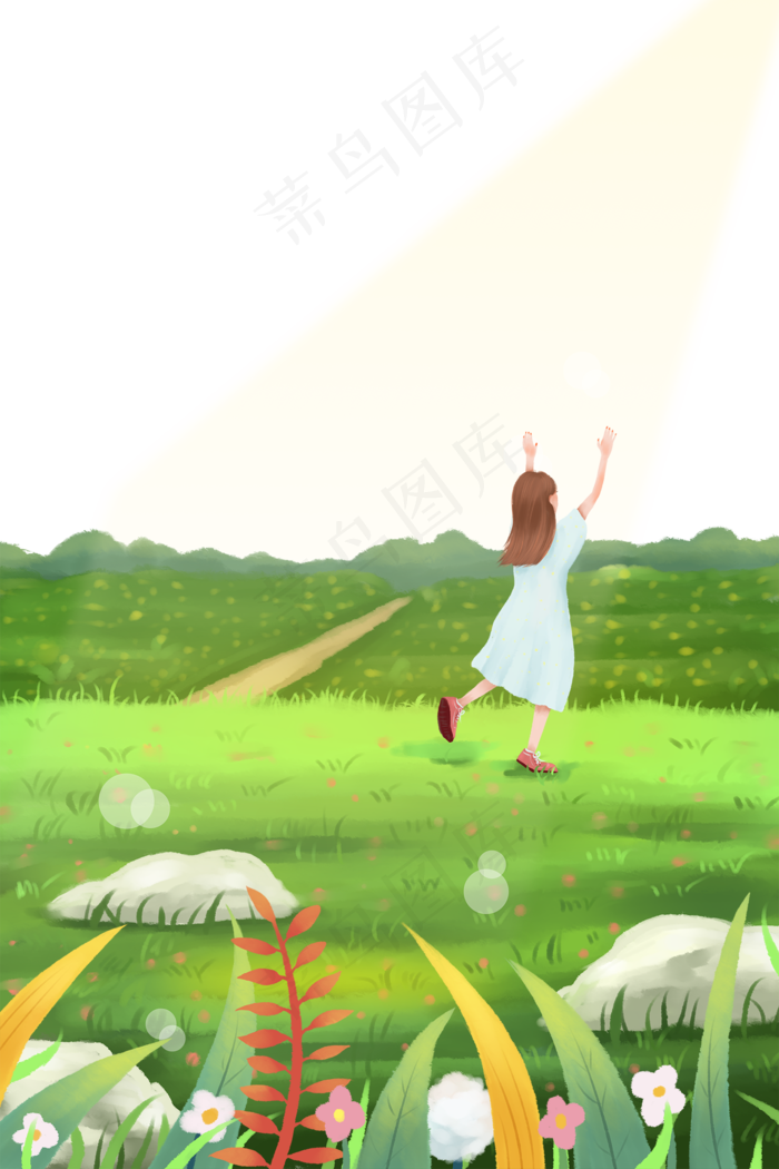 夏天立夏阳光草地治愈风景