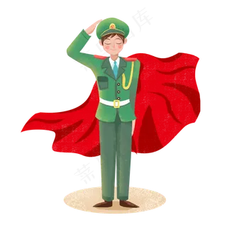 八一建军节军人敬礼png素材