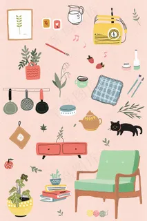 可爱卡通家居手账