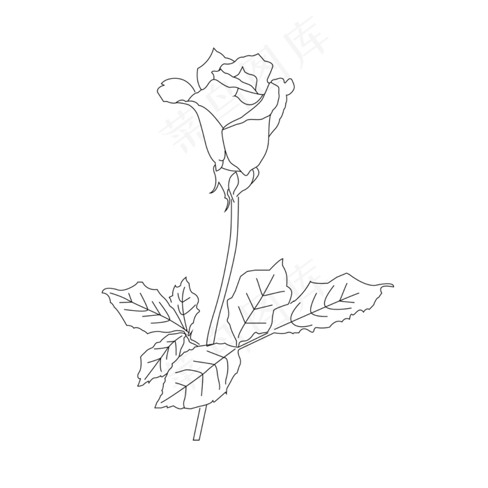 七夕情人节玫瑰简笔花朵简约ai矢量模版下载