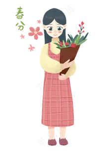 春分捧着鲜花的小女孩,免抠元素 春分捧着鲜花的小女孩,免抠元素