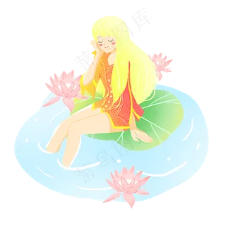 节气大暑荷花精灵素材