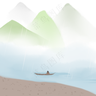 灰色淡雅创意山水元素