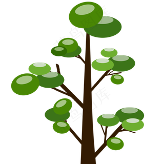 手绘简约绿色树木