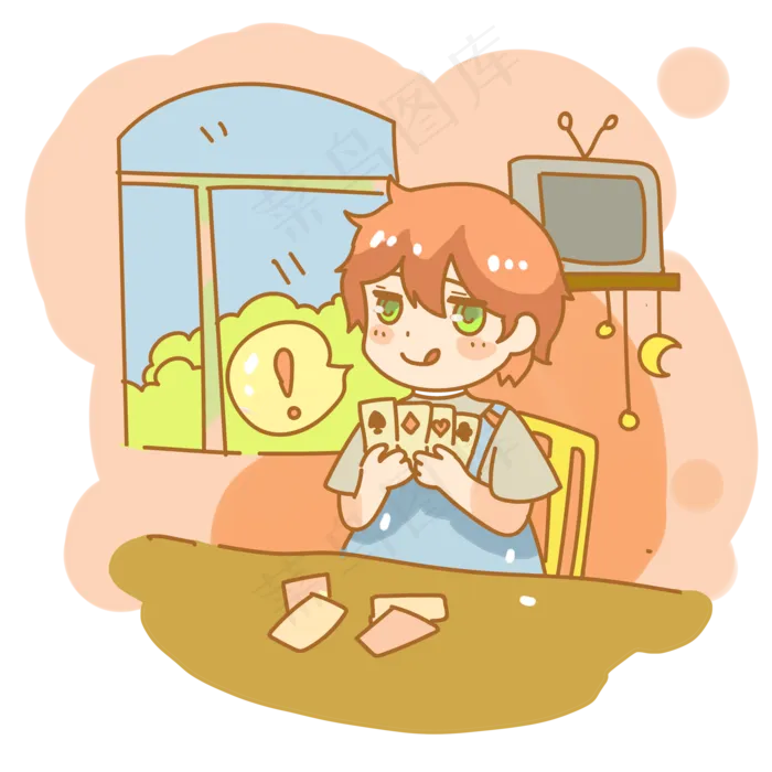 玩扑克少年(2000X2000(DPI:299))psd模版下载