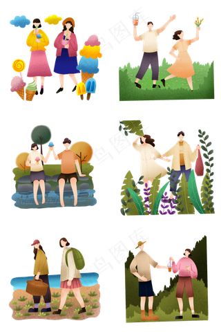 立夏出游的人物拼图
