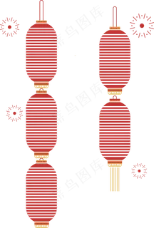 2019新年元宵节剪纸风红色灯笼,免抠元素