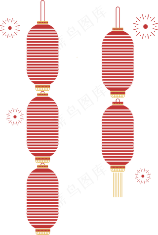 2019新年元宵节剪纸风红色灯笼,免抠元素