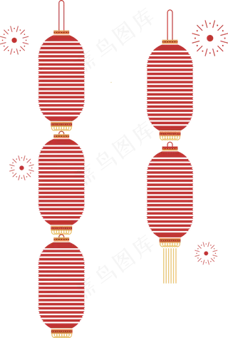 2019新年元宵节剪纸风红色灯笼,免抠元素