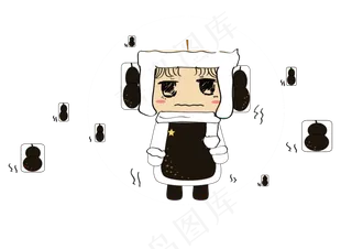 手绘卡通冻梨女孩