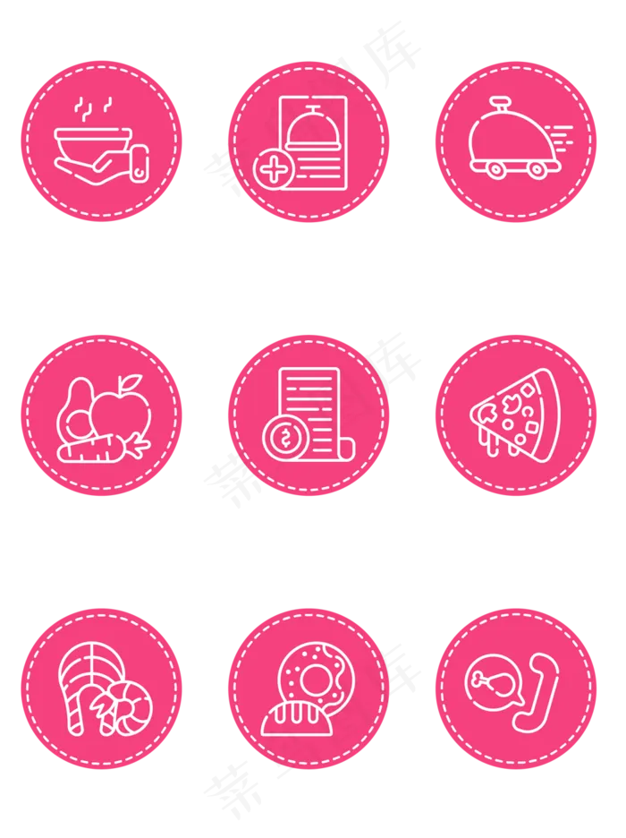 简约风餐厅点餐图标元素(3072X4107(DPI:300))ai矢量模版下载