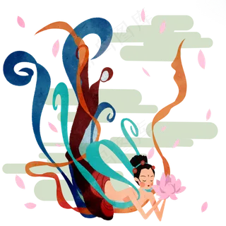 嫦娥飞天敦煌仙女天女飞天,免抠元素