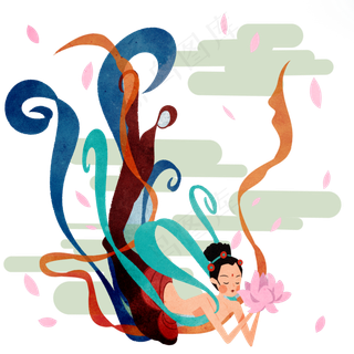 嫦娥飞天敦煌仙女天女飞天,免抠元素