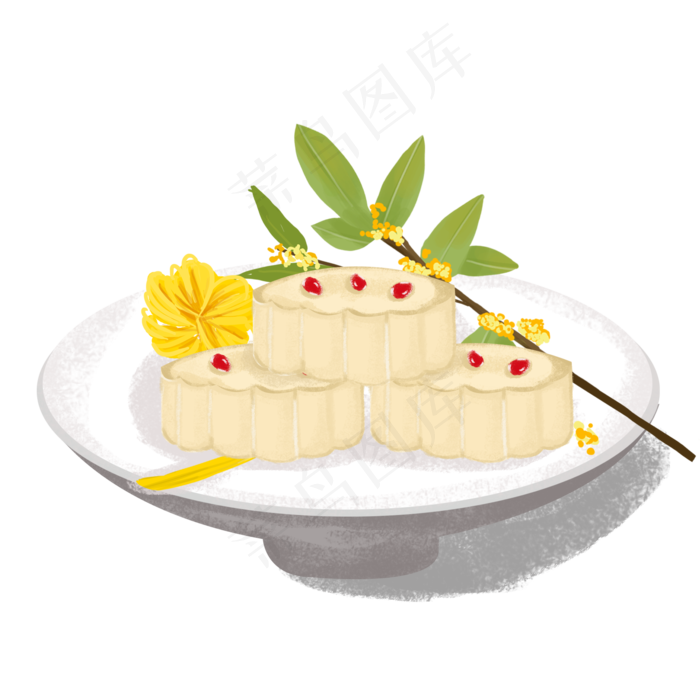 插画重阳节糕点卡通素材,免抠元素