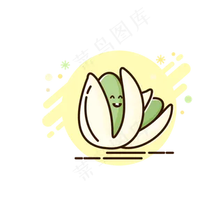 暖色调夏日开心果扁平化图案卡通