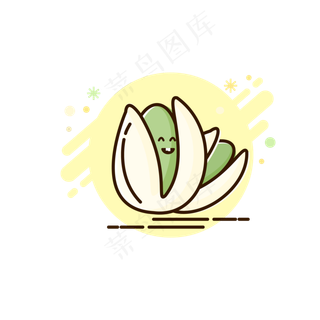 暖色调夏日开心果扁平化图案卡通