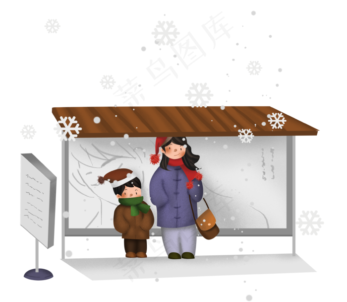 冬季系列下雪车站,免抠元素(3543*3078px 300 dpi )psd模版下载