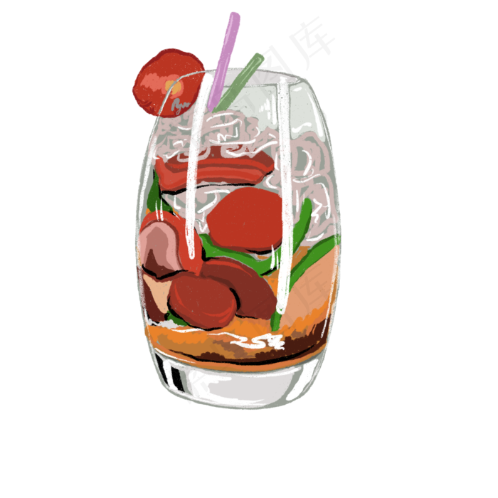 卡通多彩水果饮品