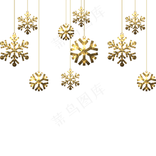 圣诞节金色雪花装饰,免抠元素