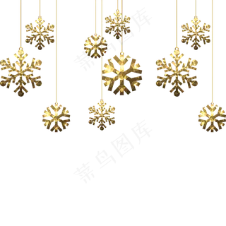 圣诞节金色雪花装饰,免抠元素