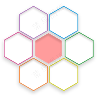 六边形分类描述图表,免抠元素