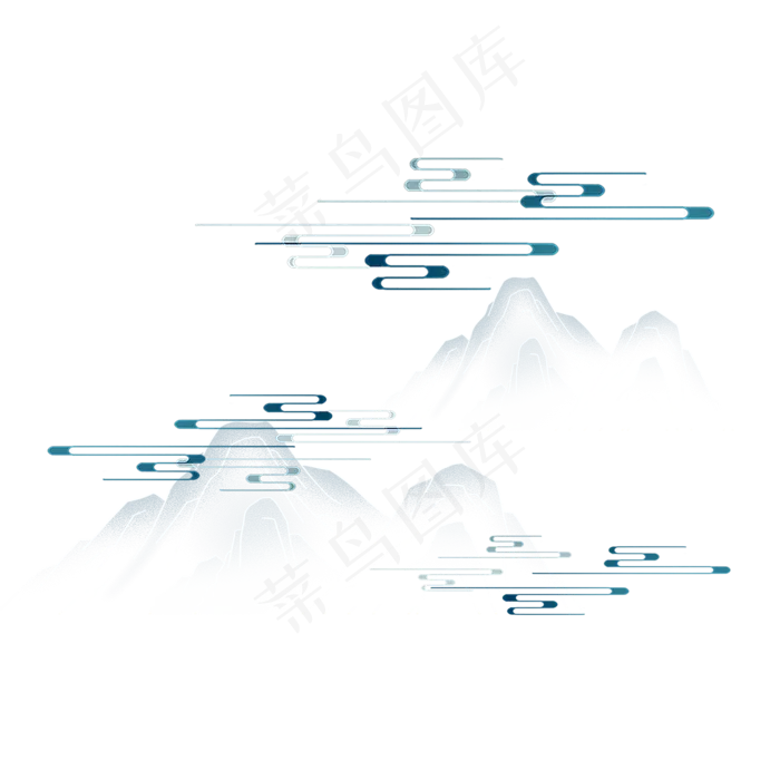 中国风冷色国潮云纹(2000X2000(DPI:96))psd模版下载